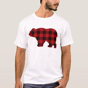 Camiseta Urso xadrez preto e vermelho clássico do país