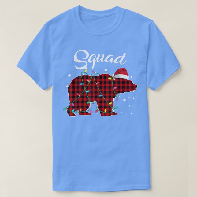 Camiseta Urso Xadrez Vermelho Correspondendo Buffalo Pajama (Frente do Design)