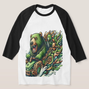 Camiseta Ursos Animados Dirigindo um Carro Verde