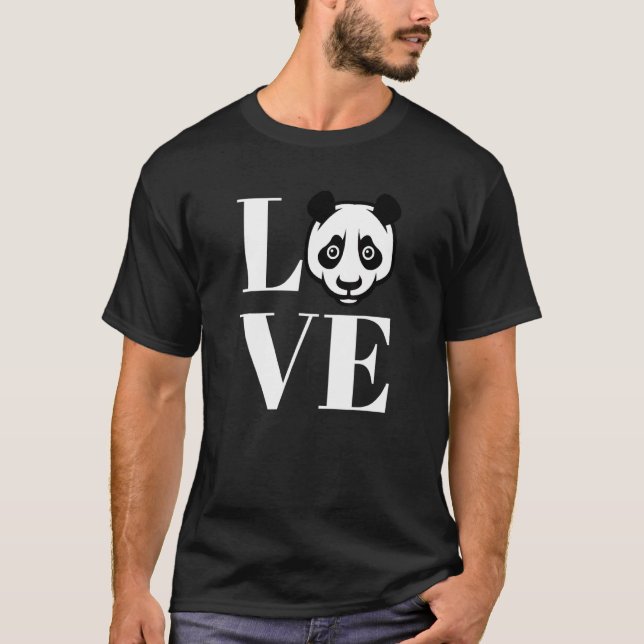 Camiseta Ursos de Panda Amam Lentes de Moda de Mulheres e C (Frente)