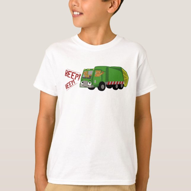 Camiseta Ursos Dirigindo Caminhão de Lixo (Frente)