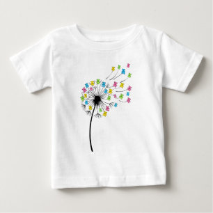 Camiseta Ursos fofos voadores fluxo de dente-de-leão