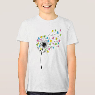 Camiseta Ursos fofos voadores fluxo de dente-de-leão