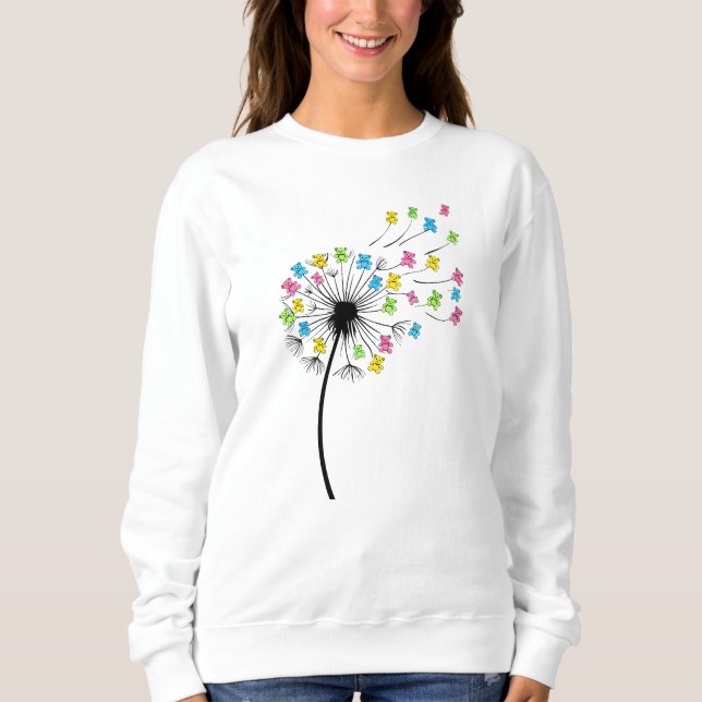 Camiseta Ursos fofos voadores fluxo de dente-de-leão (Frente)