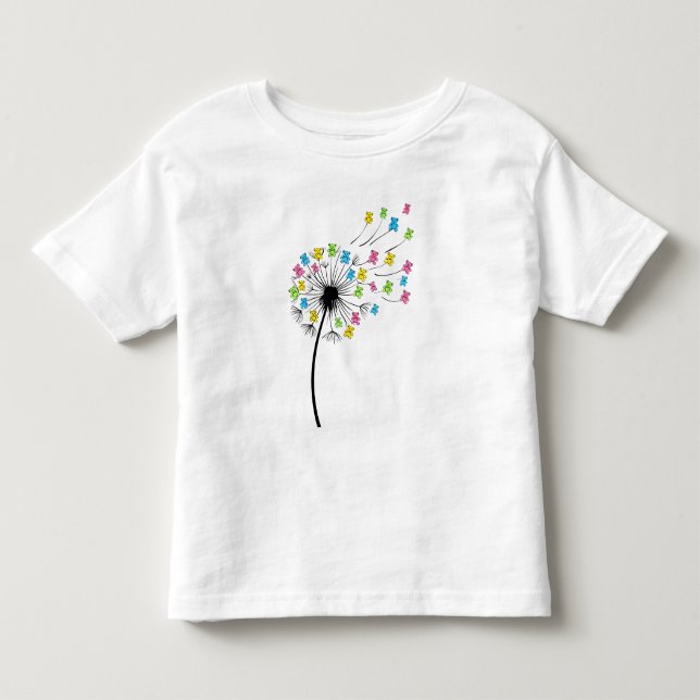 Camiseta Ursos fofos voadores fluxo de dente-de-leão (Frente)