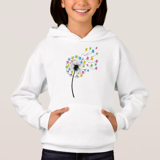 Camiseta Ursos fofos voadores fluxo de dente-de-leão (Frente)