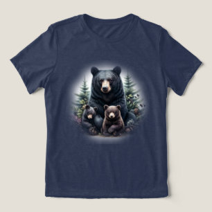 Camiseta Ursos Pretos Em Meio À Definição Da Floresta