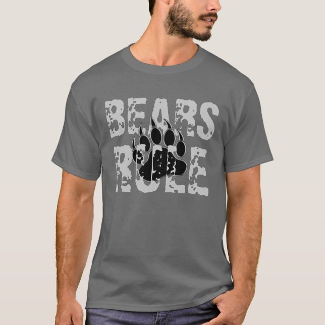Camiseta Ursos Regra Preto e prateado Urso (Frente)