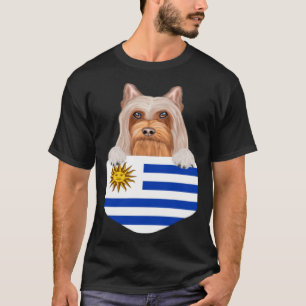 Camiseta Uruguai Flag Silky Terrier Dog Em Bolso