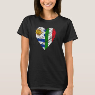 Camiseta Uruguai Itália Coração Bandeira Italiana Bandeira 