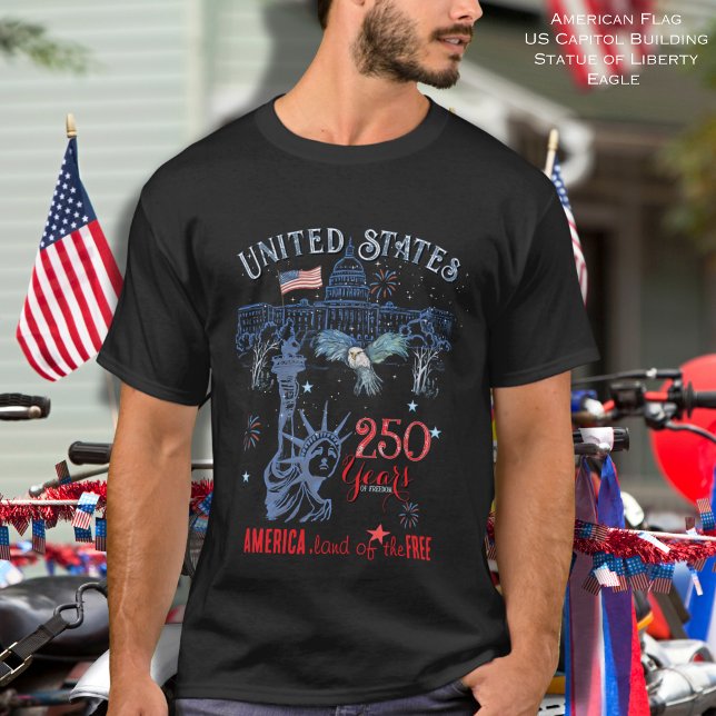 Camiseta US 250 Years of Freedom Men's Patriotic   (US 250 Years of Freedom Men's Patriotic T-Shirt)