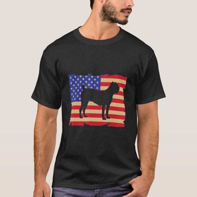 Camiseta US American Flag Cane Corso Dog Italian Mastiff (Frente)
