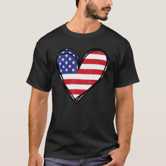 Camiseta US American Flag Heart 4th of July USA Patriotic M