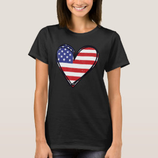 Camiseta US American Flag Heart 4th of July USA Patriotic M