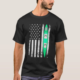 Camiseta US American Flag Kayak Esporte Patriótico Kayaking