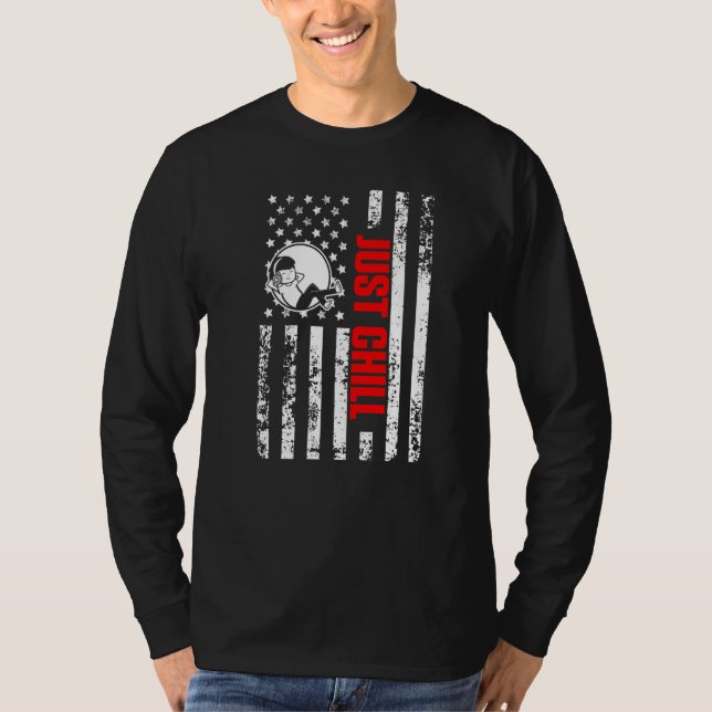 Camiseta US American Flag Pajamas Patriotic Just Chill Prem (Frente)