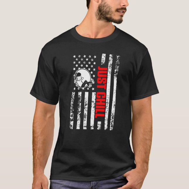 Camiseta US American Flag Pajamas Patriotic Just Chill Prem (Frente)