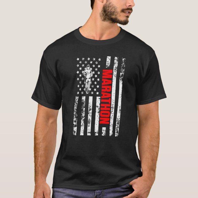 Camiseta US American Flag Running Sports Patriotic Half Mar (Frente)