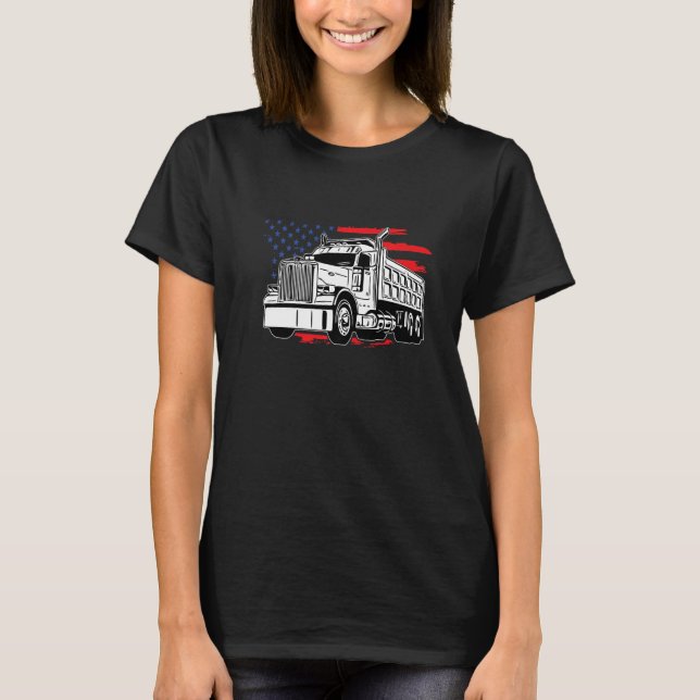 Camiseta US American Flag Semi Truck Driver TEE American Fl (Frente)