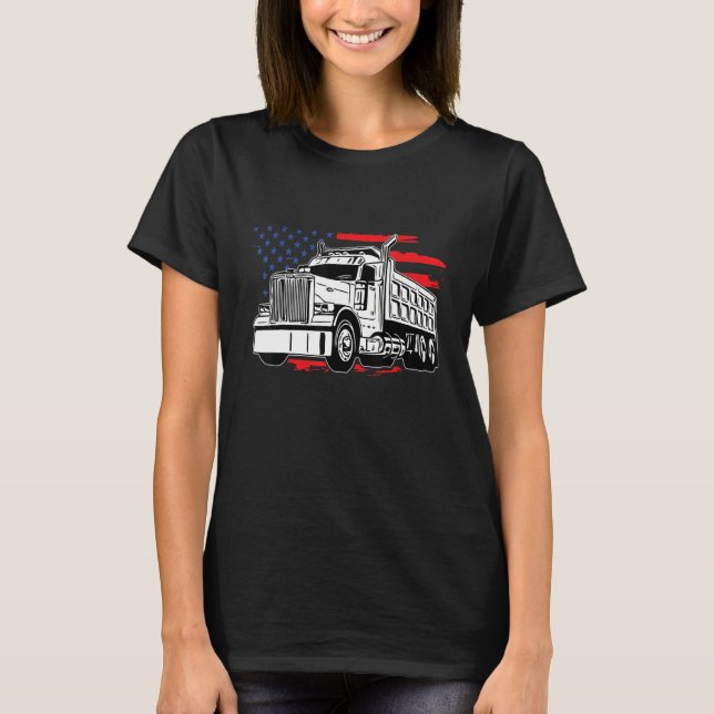 Camiseta US American Flag Semi Truck Driver TEE American Fl (Frente)