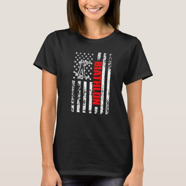 Camiseta US American Flag Sports Patriotic Biathlon Premium (Frente)