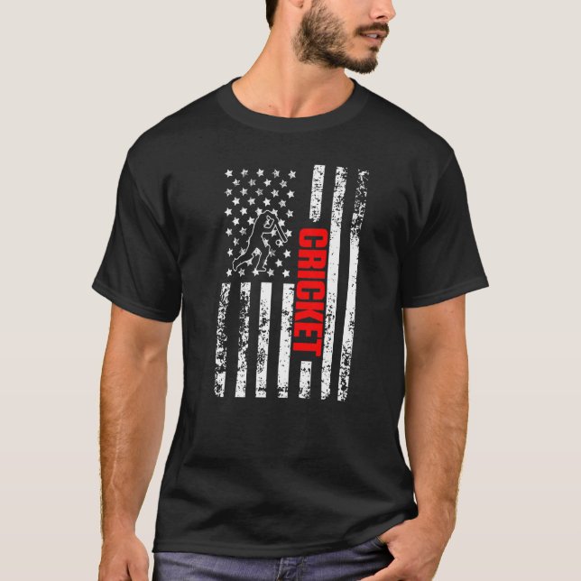 Camiseta US American Flag Sports Patriotic Cricket Premium (Frente)
