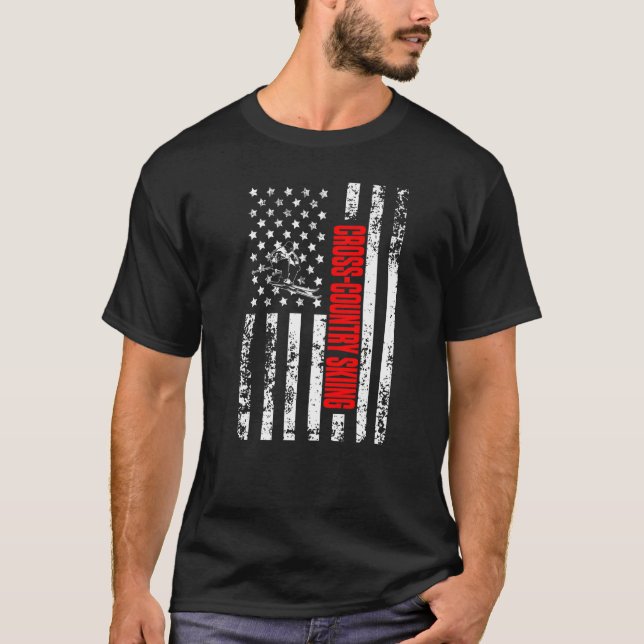 Camiseta US American Flag Sports Patriotic Cross-Country Sk (Frente)