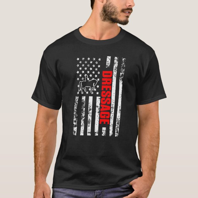 Camiseta US American Flag Sports Patriotic Dressage Premium (Frente)