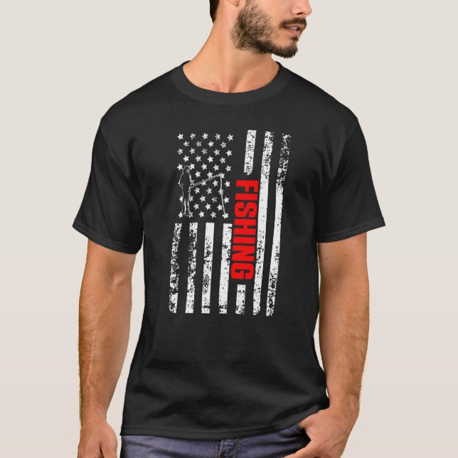 Camiseta US American Flag Sports Patriotic Fishing Premium (Frente)