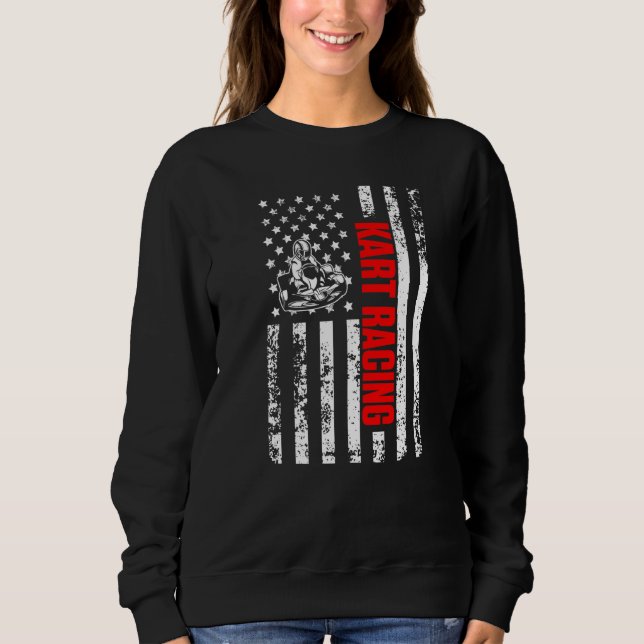 Camiseta US American Flag Sports Patriotic Go Kart Racing P (Frente)