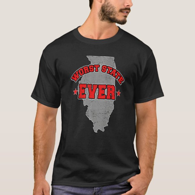 Camiseta US Citizen Proud America Land Map Worst State Illi (Frente)