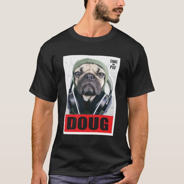 Camiseta Us Doug The Pug Fones de ouvido 01 (Frente)