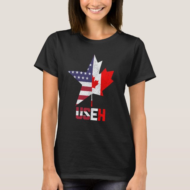 Camiseta US Eh Canada Canadian American Flag Pride Patrioti (Frente)