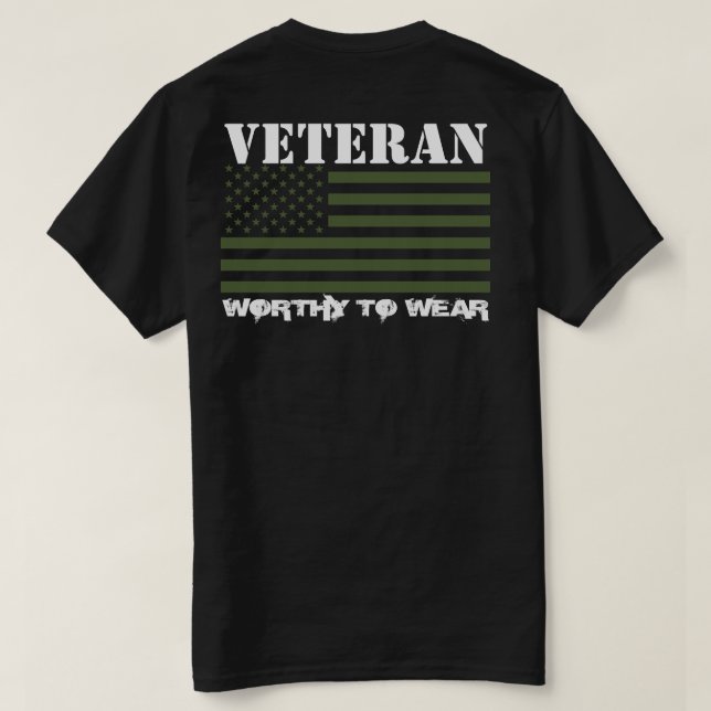 Camiseta US Flag ARMY TRIDENT GRN- Veteran - digno de ser V (Verso do Design)