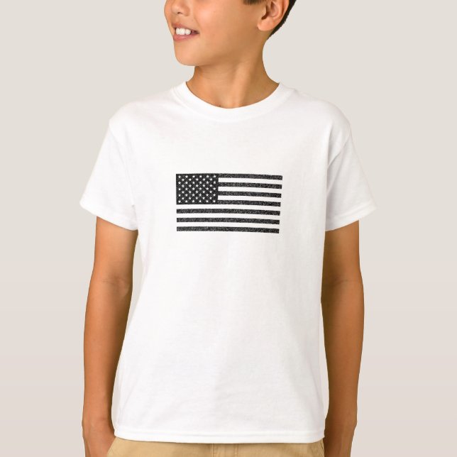 Camiseta US Flag Black and White Vintage Retro (Frente)