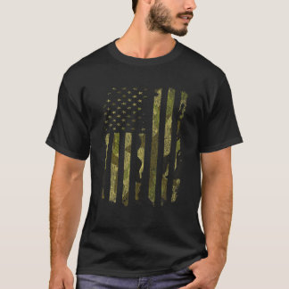 Camiseta US Flag Camo Camouflage Militar DD 214 Quitação