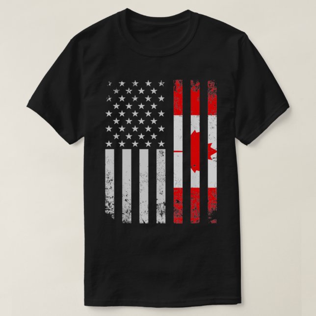 Camiseta US Flag Canadian Pride Maple Leaf Canada (Frente do Design)