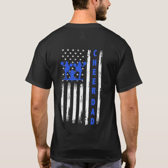Camiseta US Flag Cheer Dad Cheerleading Cheer leader (Verso)