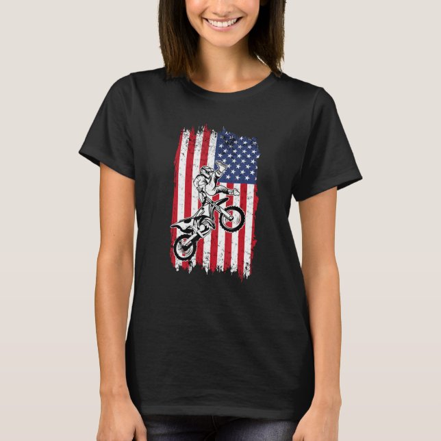 Camiseta US Flag Dirt Bike Fly Shirt  Motocross US Dirt Bik (Frente)