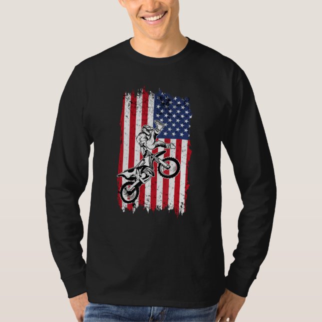 Camiseta US Flag Dirt Bike Fly Shirt  Motocross US Dirt Bik (Frente)