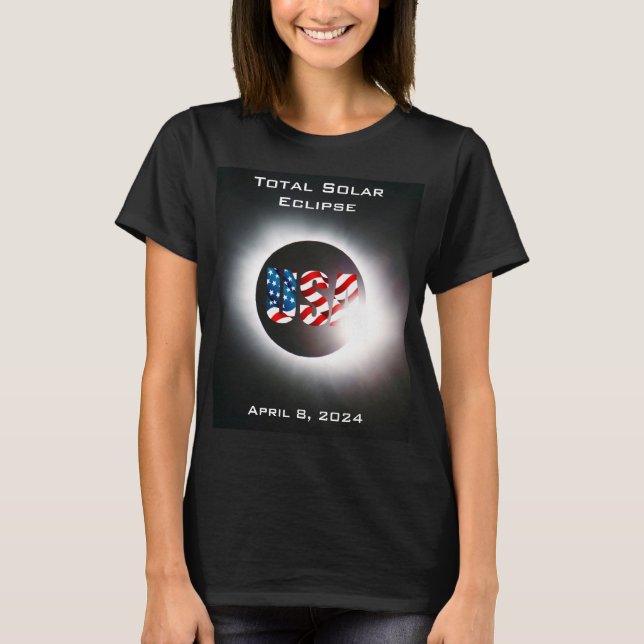 Camiseta US FLAG Elipse solar total, 8 de abril de 2024 (Frente)