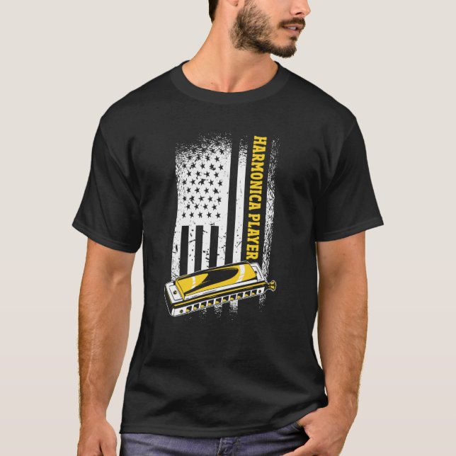 Camiseta US Flag Harmonica Player (Frente)