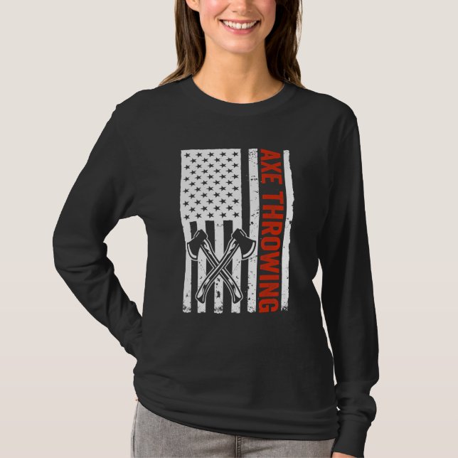 Camiseta US Flag Hatchet Axe Throwing (Frente)