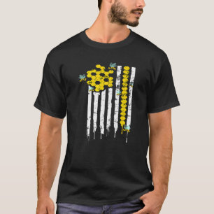 Camiseta US Flag Honey Beeycomb Beterraba Beterraba Para Ho