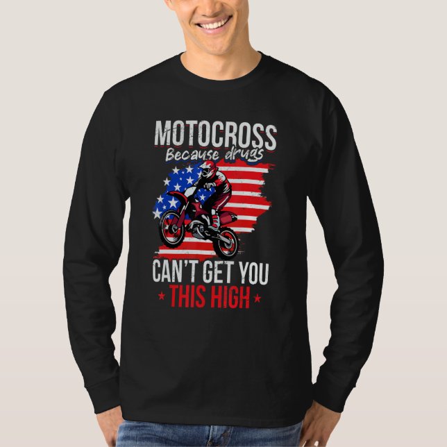 Camiseta Us Flag Mx Motocross Because Drugs Cant Get You Th (Frente)