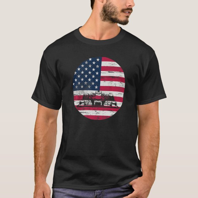 Camiseta US Flag Patriot Formula Racing Lovers Car Fan Prem (Frente)