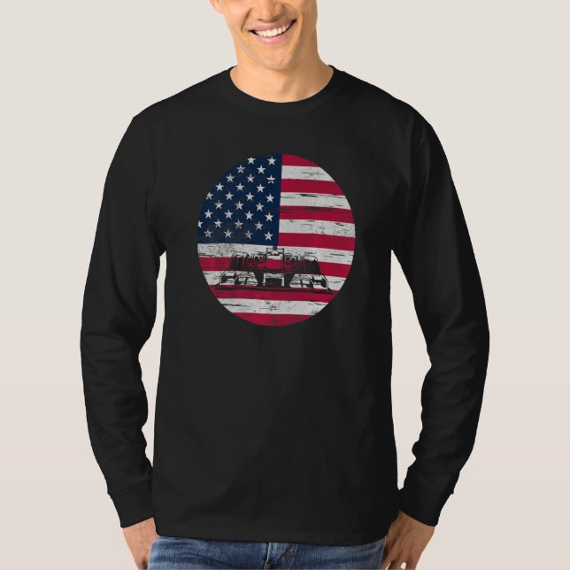 Camiseta US Flag Patriot Formula Racing Lovers Car Fan Prem (Frente)