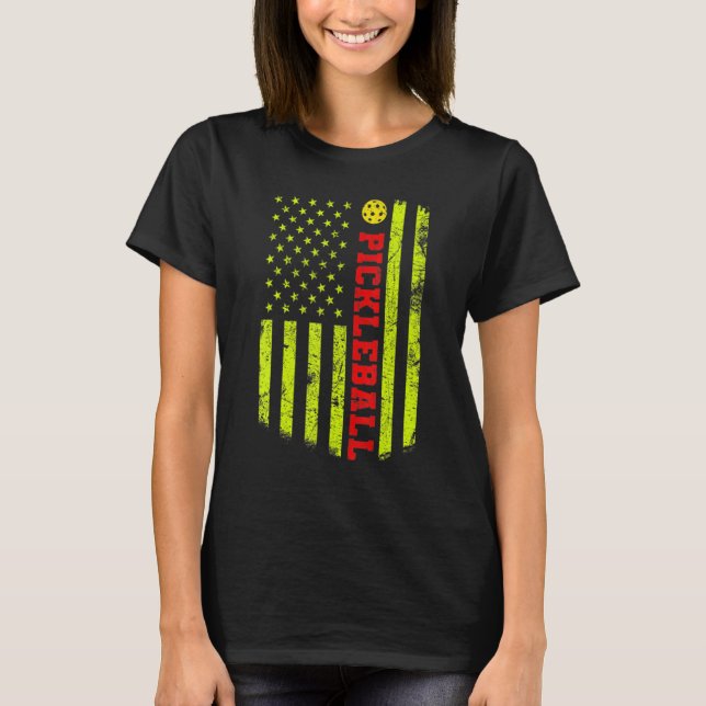 Camiseta US Flag Pickleball Player Paddleball Lover (Frente)