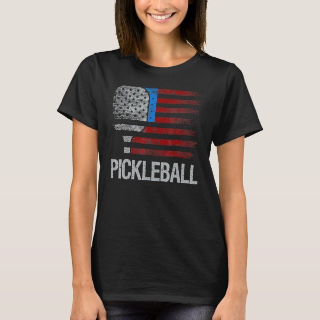 Camiseta US Flag Pickleball Player Paddleball Lover_1 (Frente)