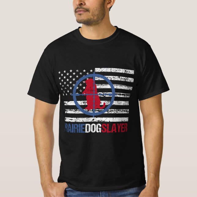 Camiseta US Flag Prairie Dog Hunting Prairie Dog Slayer (Frente)